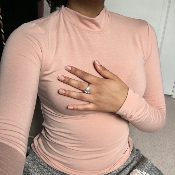 Baby Pink Long Sleeve, Lightwear Turtleneck - Picture 1 of 4